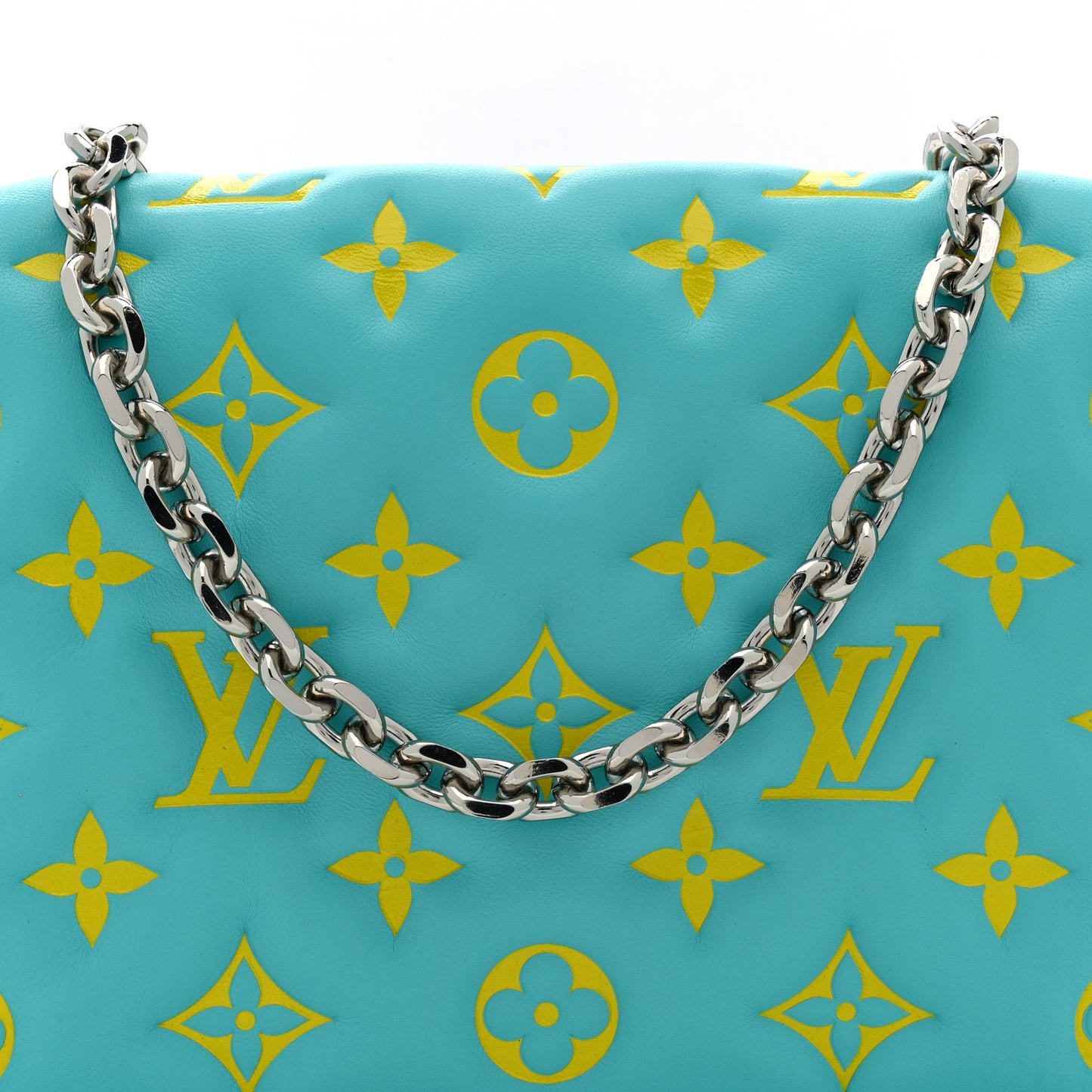 Lambskin Embossed Monogram Vuittamins Pochette Coussin Menthe Jaune