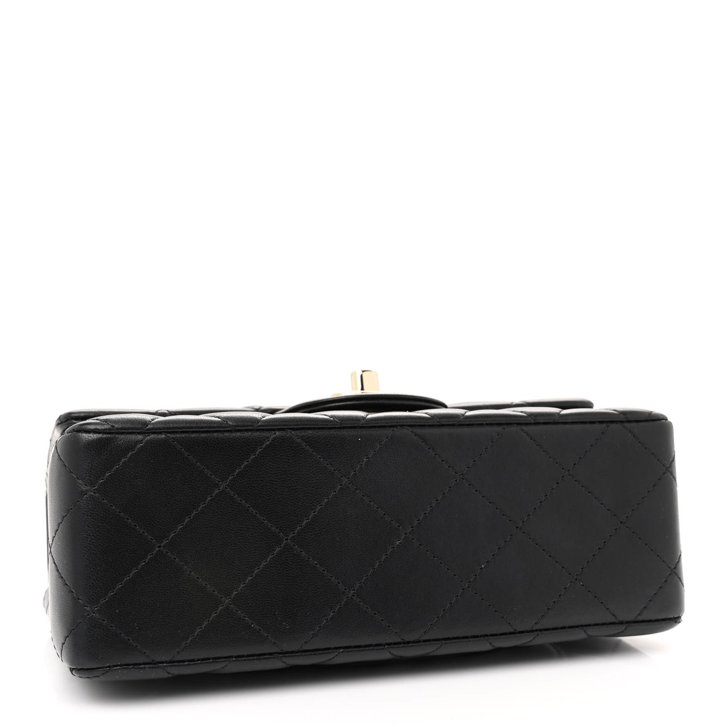 Lambskin Quilted Mini Rectangular Flap Black