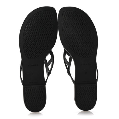 Hermes Rubber Womens Egerie Sandals 41 Black 6 of 9