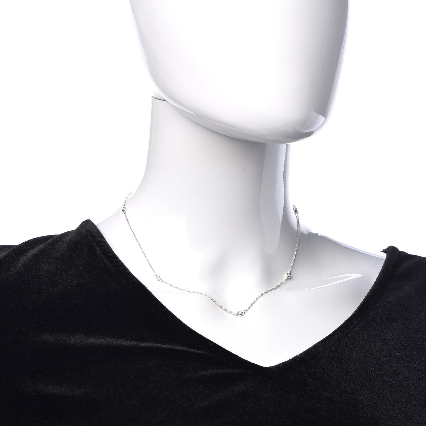 Sterling Silver Diamond .15ctw Elsa Peretti Diamonds by the Yard Five Station Necklace