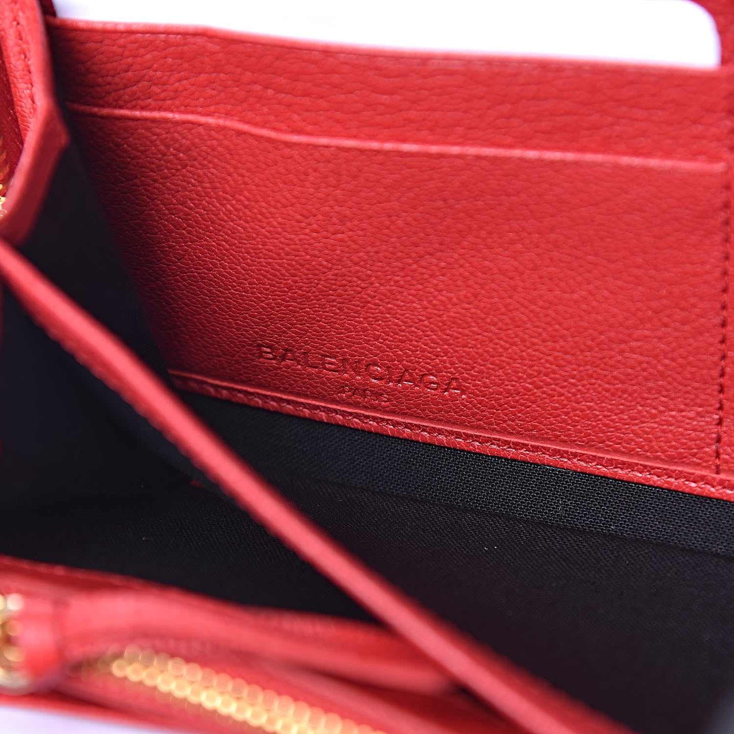 Balenciaga Chevre Gold Metallic Edge Hardware Zip Around Wallet Rouge Grenade 6 of 8