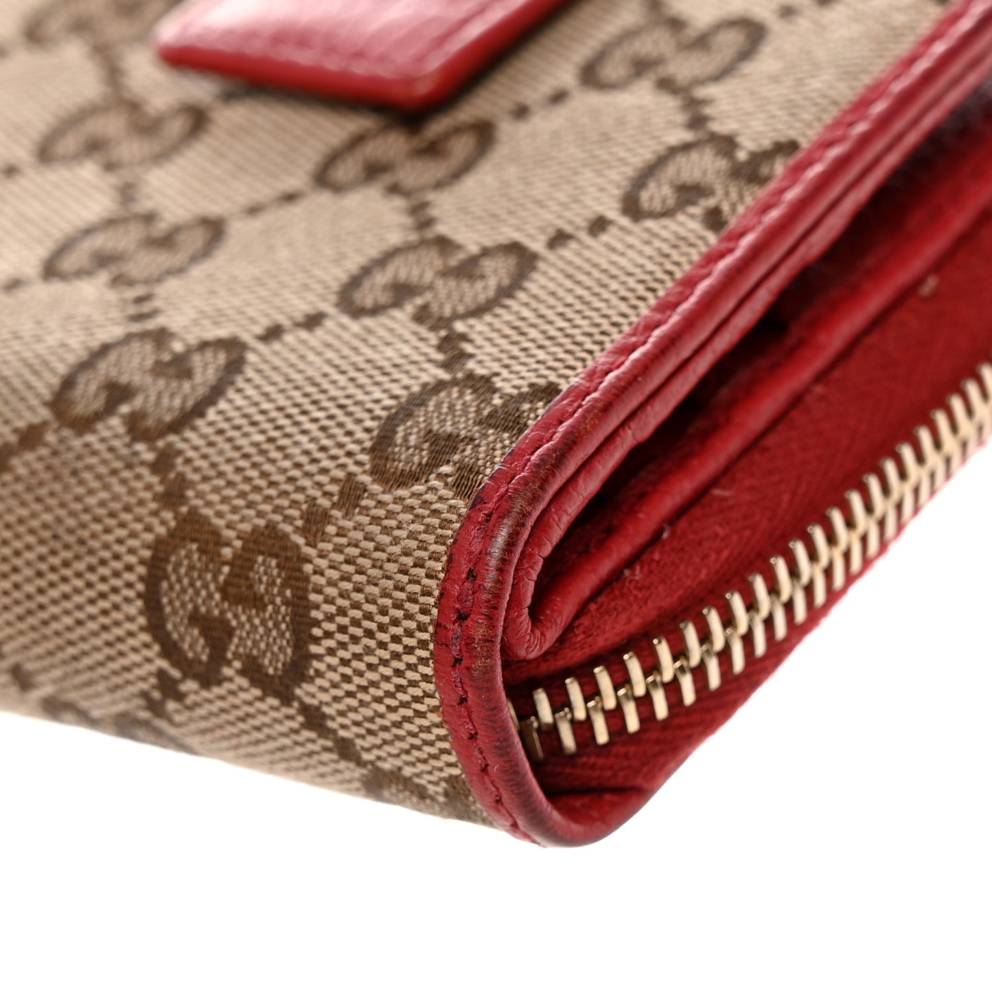 Monogram Dollar Calfskin Zip Around French Flap Wallet Beige Ebony Rosso