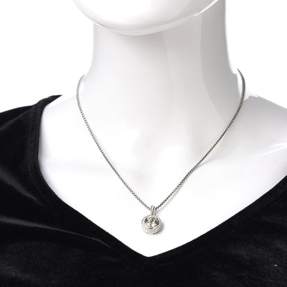 David Yurman Sterling Silver Diamond Prasiolite 8mm Petite Cerise Pendant Necklace 2 of 5