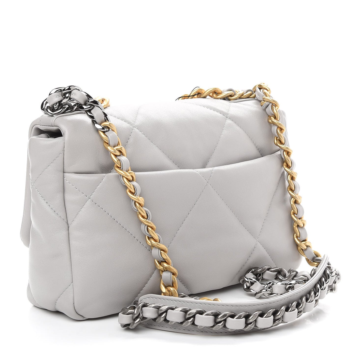 Lambskin Quilted Medium Chanel 19 Flap Grey
