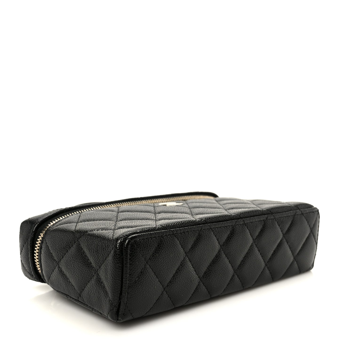 Caviar Quilted Top Handle Slim Vanity With Chain Black