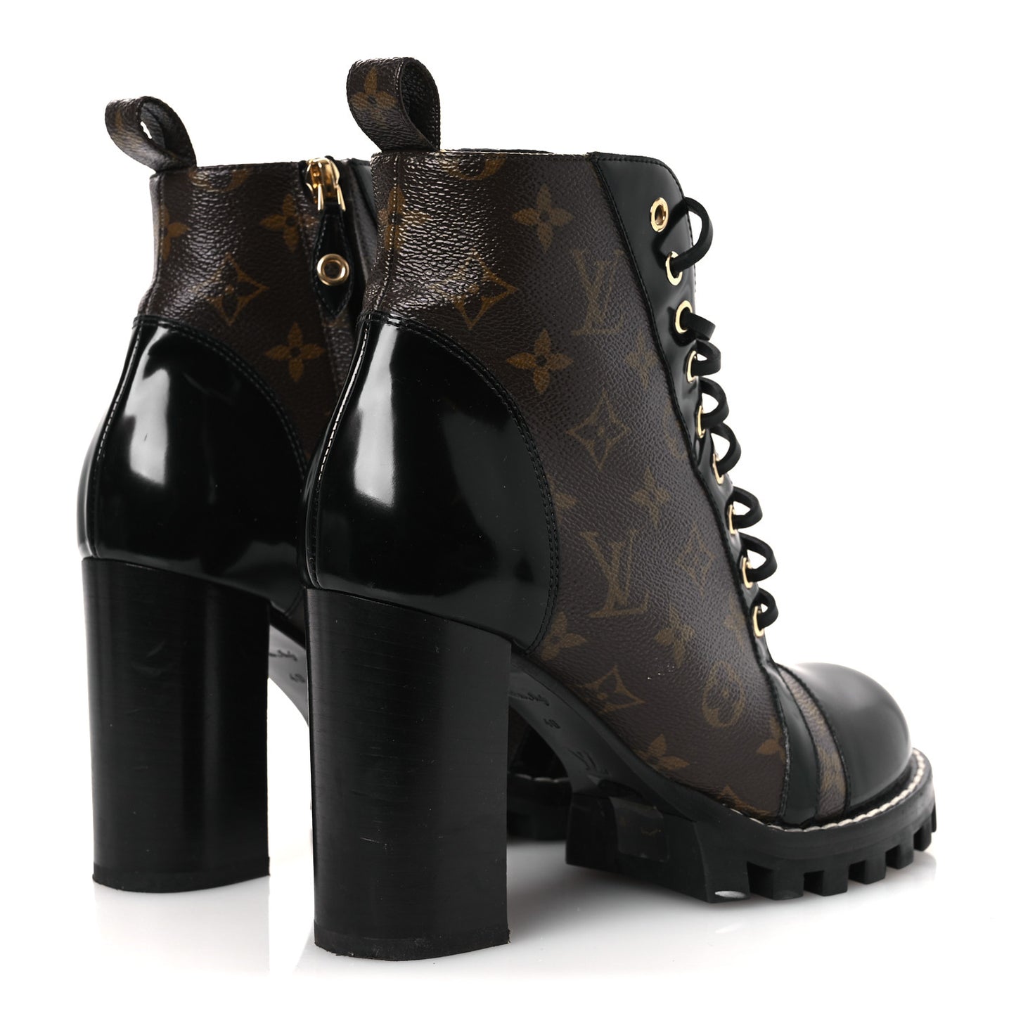 Patent Calfskin Monogram Star Trail Ankle Boots 40 Black