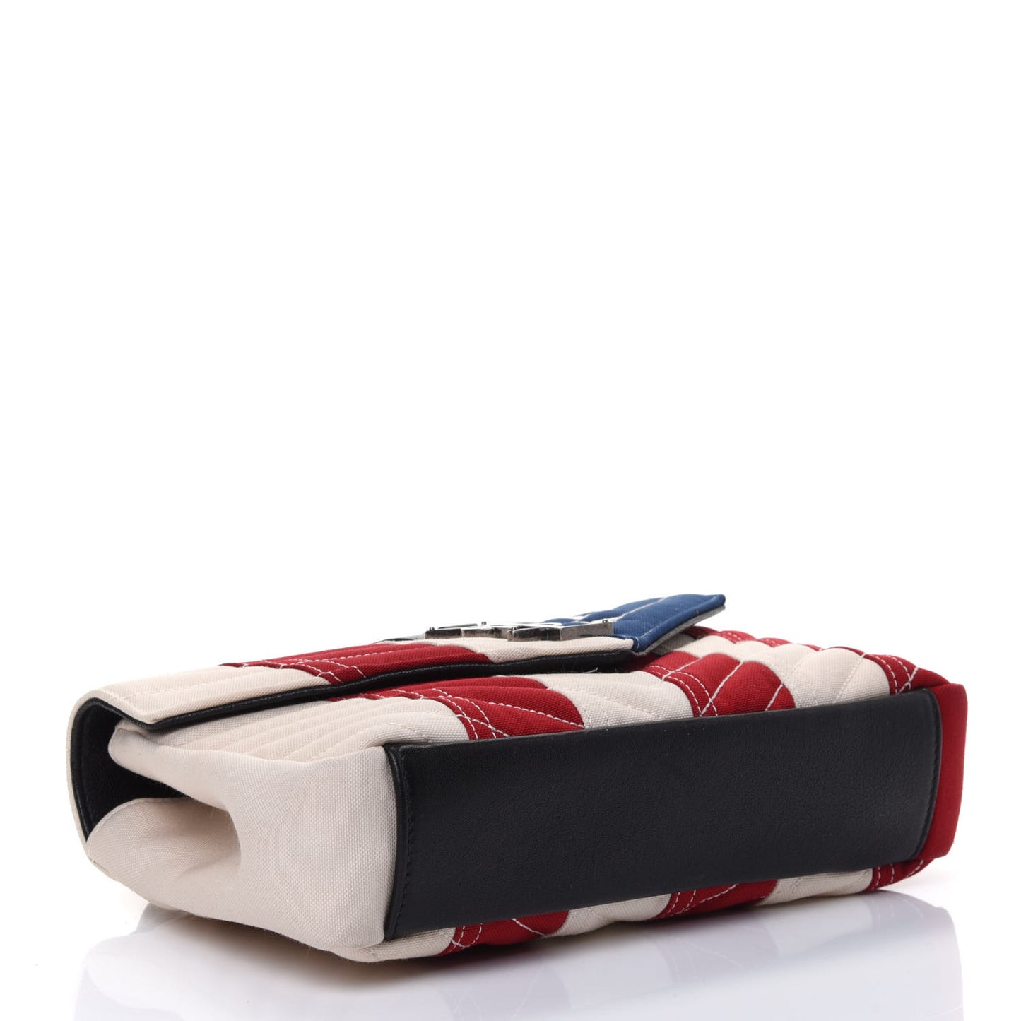 Canvas Matelasse Chevron American Flag Monogram Medium College Bag Red Blue