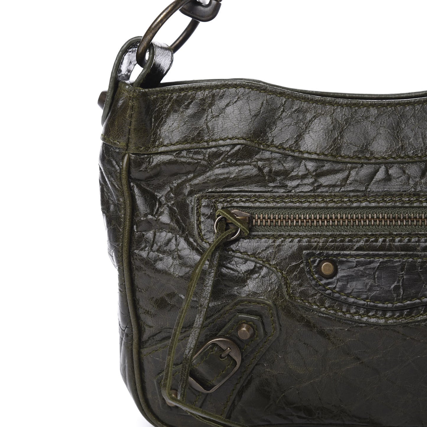 Chevre Classic Hardware Shoulder Bag Olive