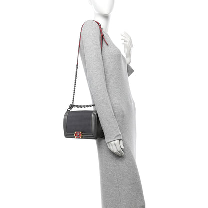 Chanel Lambskin Embossed Medium Boy Cube Flap Grey 2 of 11