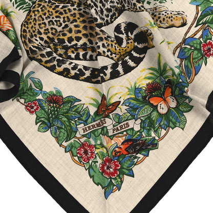 Hermes Cashmere Silk Jungle Love Giant Triangle Scarf Black Naturel Multicolor 4 of 4