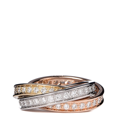 Cartier 18K White Yellow Pink Gold Diamond Trinity Ring 48 4.5 1 of 4