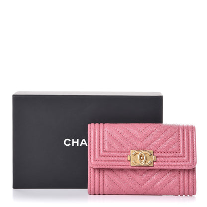 Chanel Caviar Chevron Quilted Boy Card Holder Wallet Dark Pink 17 of 17