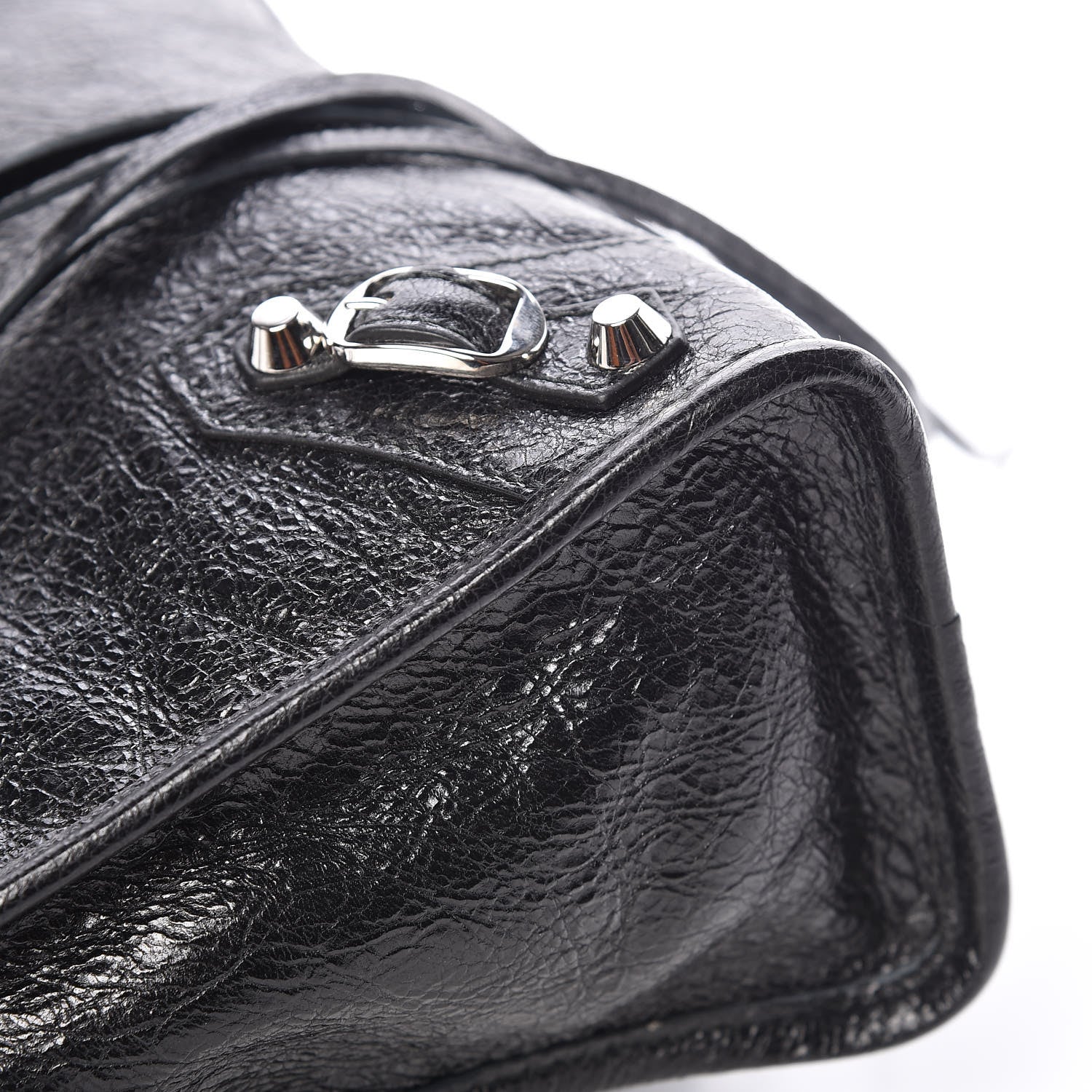 Balenciaga Agneau Classic Silver Hardware S City Logo Strap Black White 8 of 10