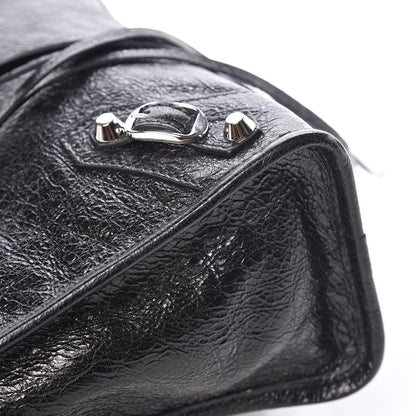 Balenciaga Agneau Classic Silver Hardware S City Logo Strap Black White 8 of 10