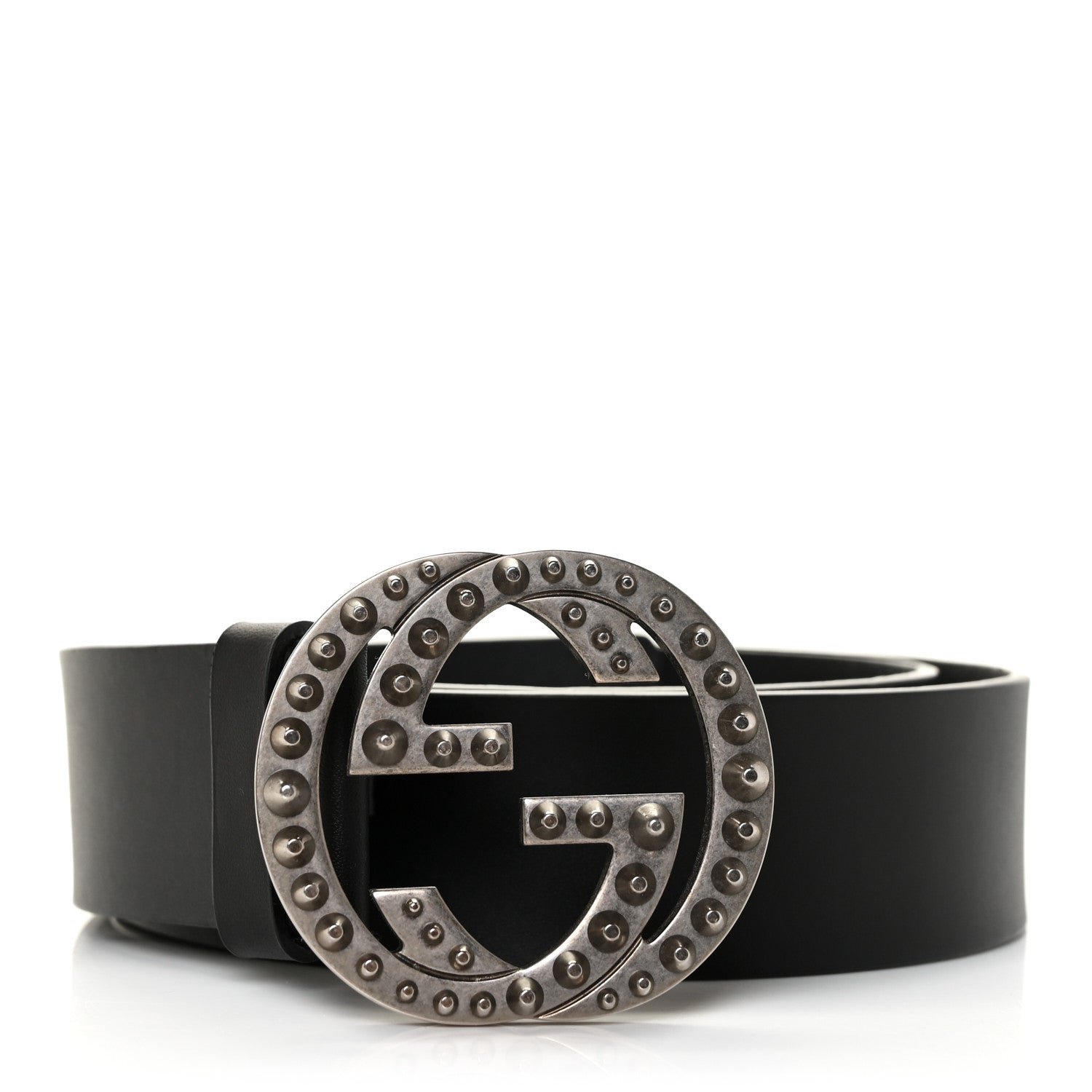 Gucci Calfskin Studded Interlocking G Belt 100 40 Black 1 of 5