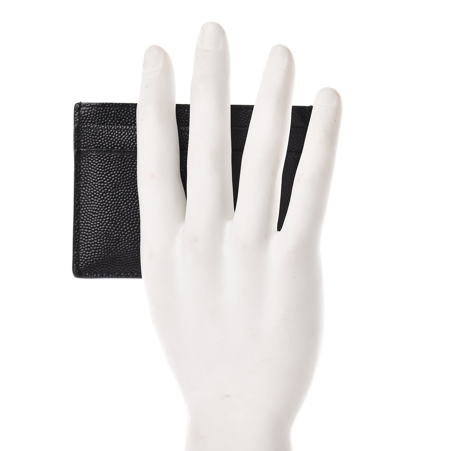 Saint Laurent Grain De Poudre Monogram Credit Card Case Black 2 of 9