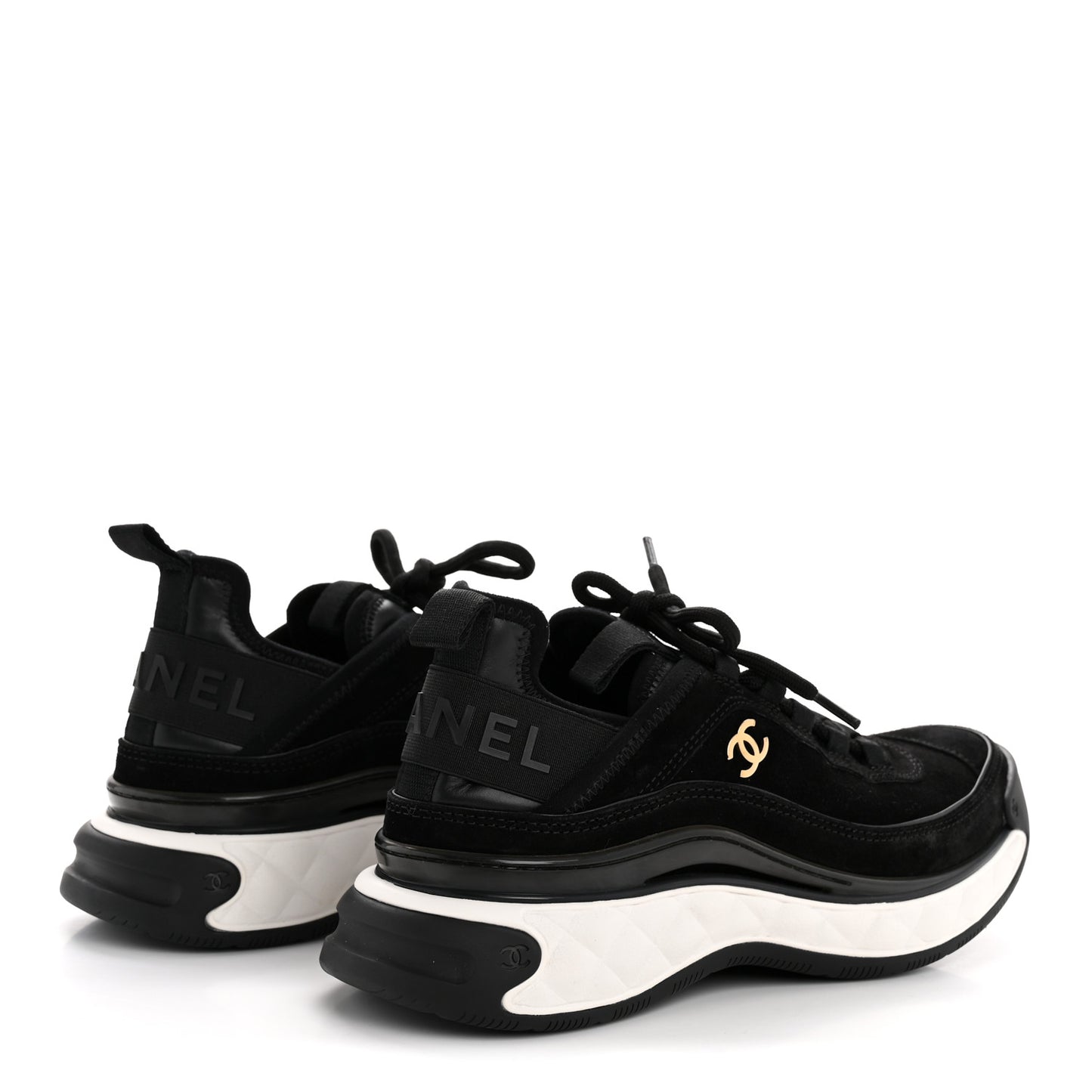 Suede Calfskin Nylon Grosgrain CC Sneakers 38 Black