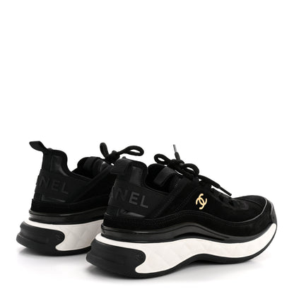 Chanel Suede Calfskin Nylon Grosgrain CC Sneakers 38 Black 5 of 10