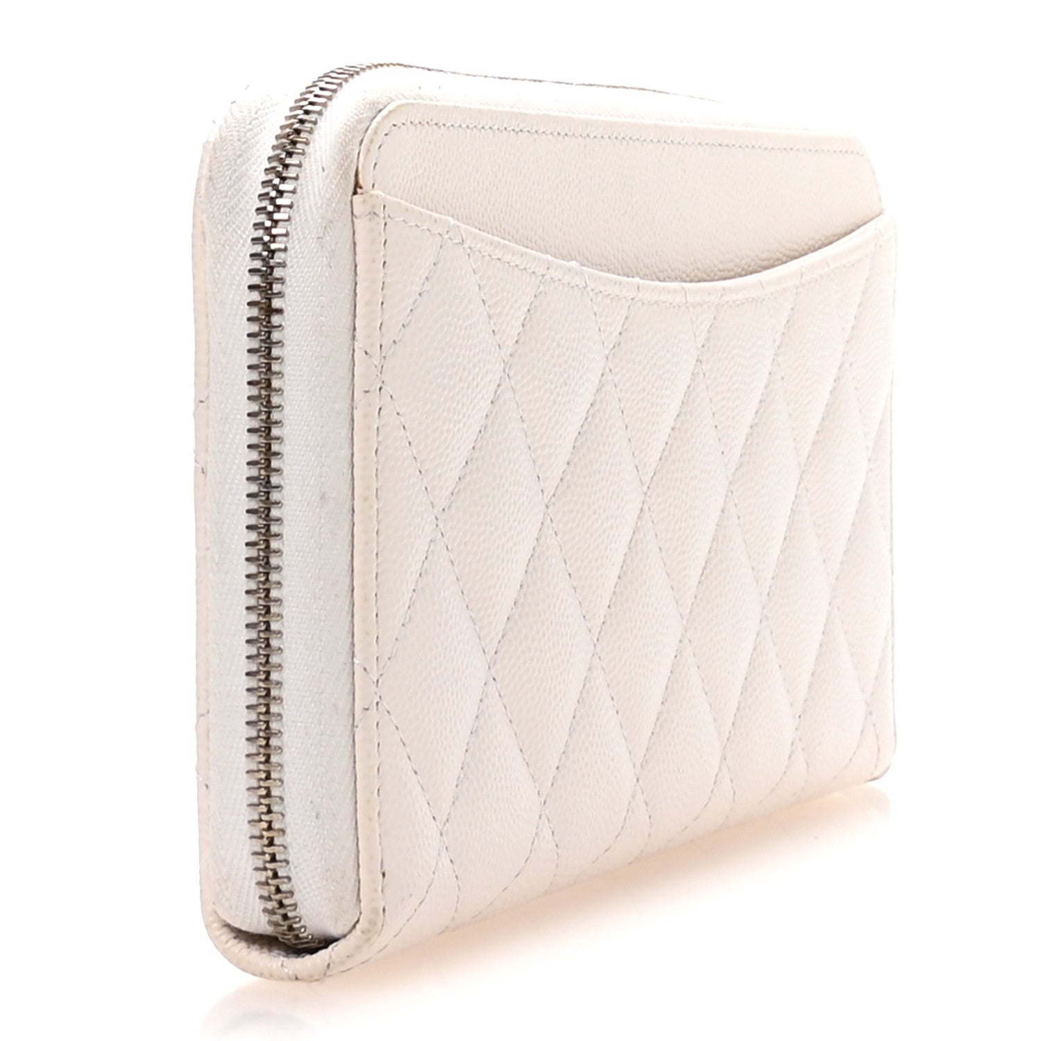Chanel Caviar Quilted Large Gusset Zip Around Wallet White 3 of 9