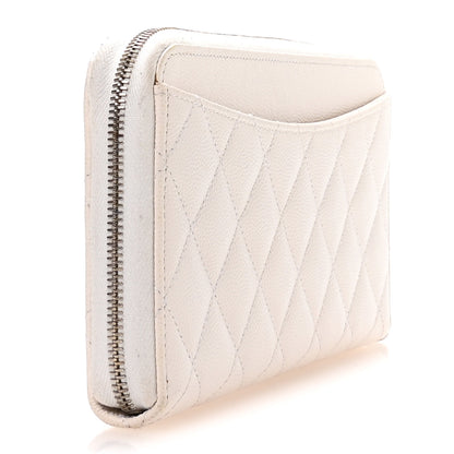 Chanel Caviar Quilted Large Gusset Zip Around Wallet White 3 of 9