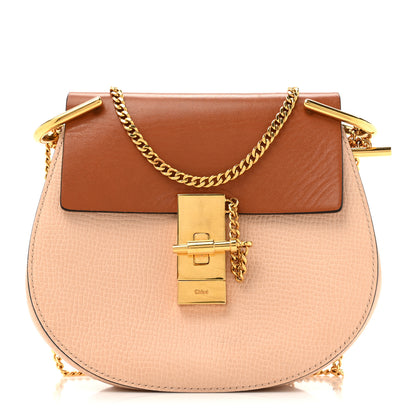 Chloe Grained Calfskin Lambskin Bi-Color Drew Shoulder Bag Powder Beige Caramel 1 of 11