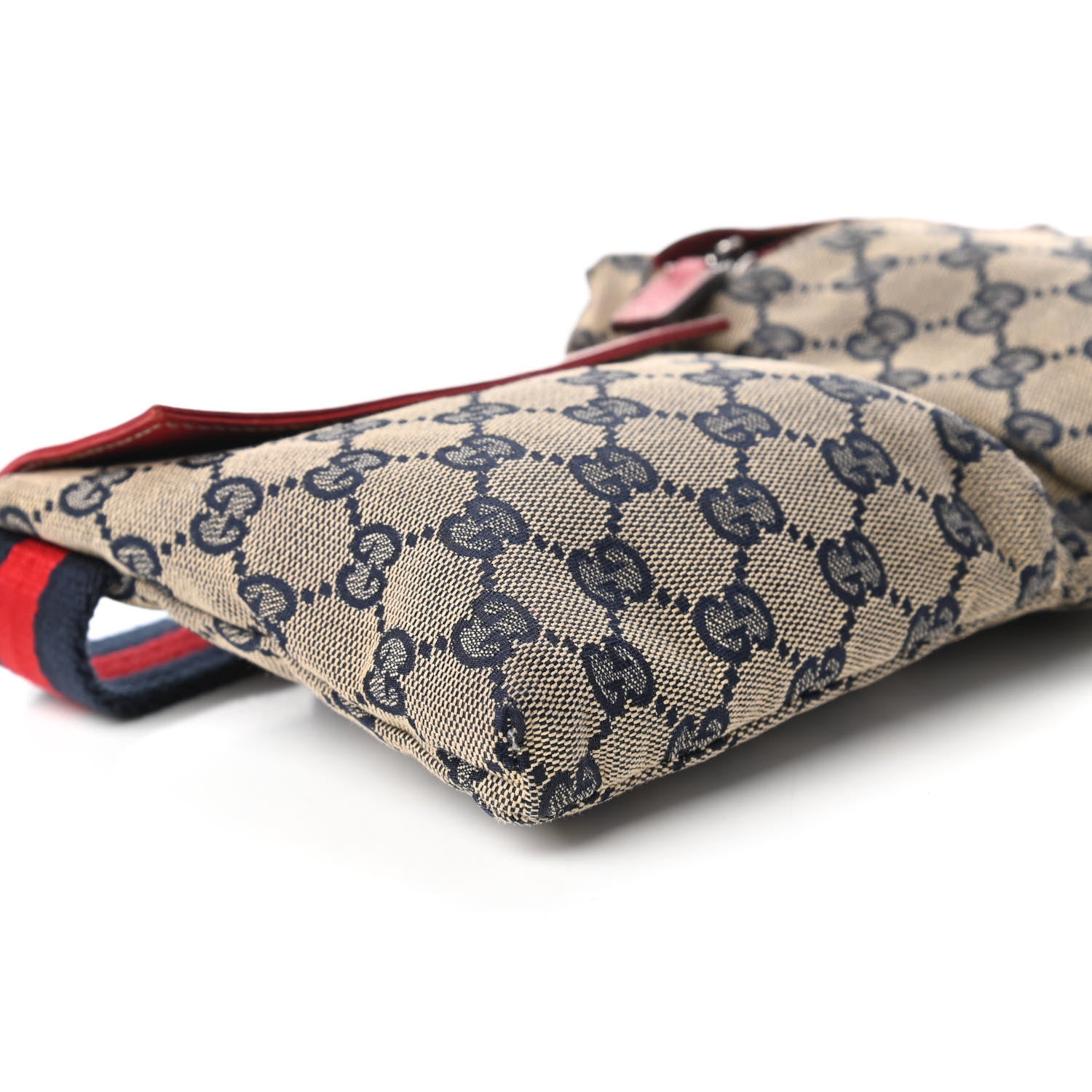 Gucci GG Monogram Web Double Pocket Belt Bag Navy Red 6 of 10