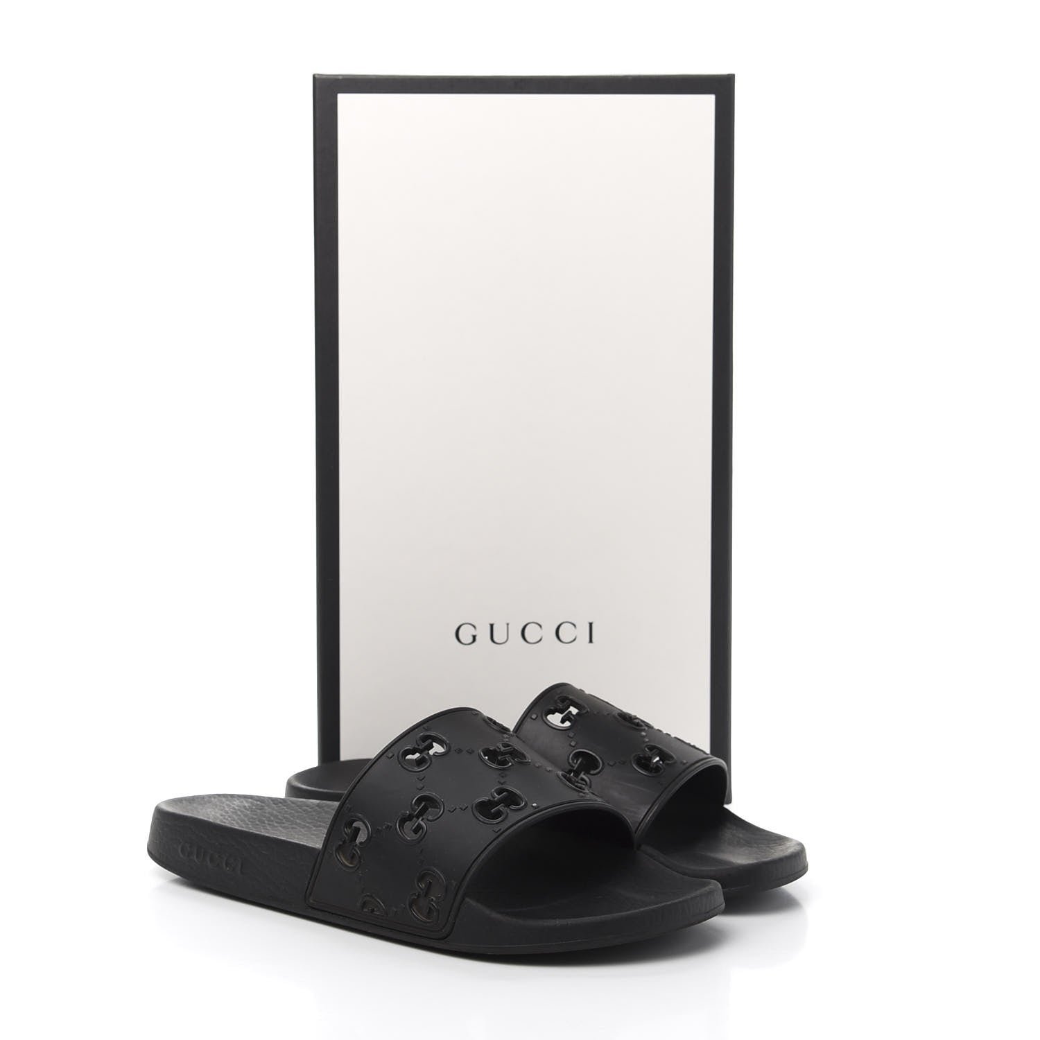 Gucci Rubber GG Monogram Mens Slide Sandals 8 Black 8 of 8