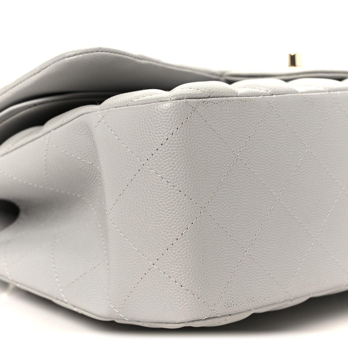 Caviar Quilted Jumbo Double Flap Grey Grey