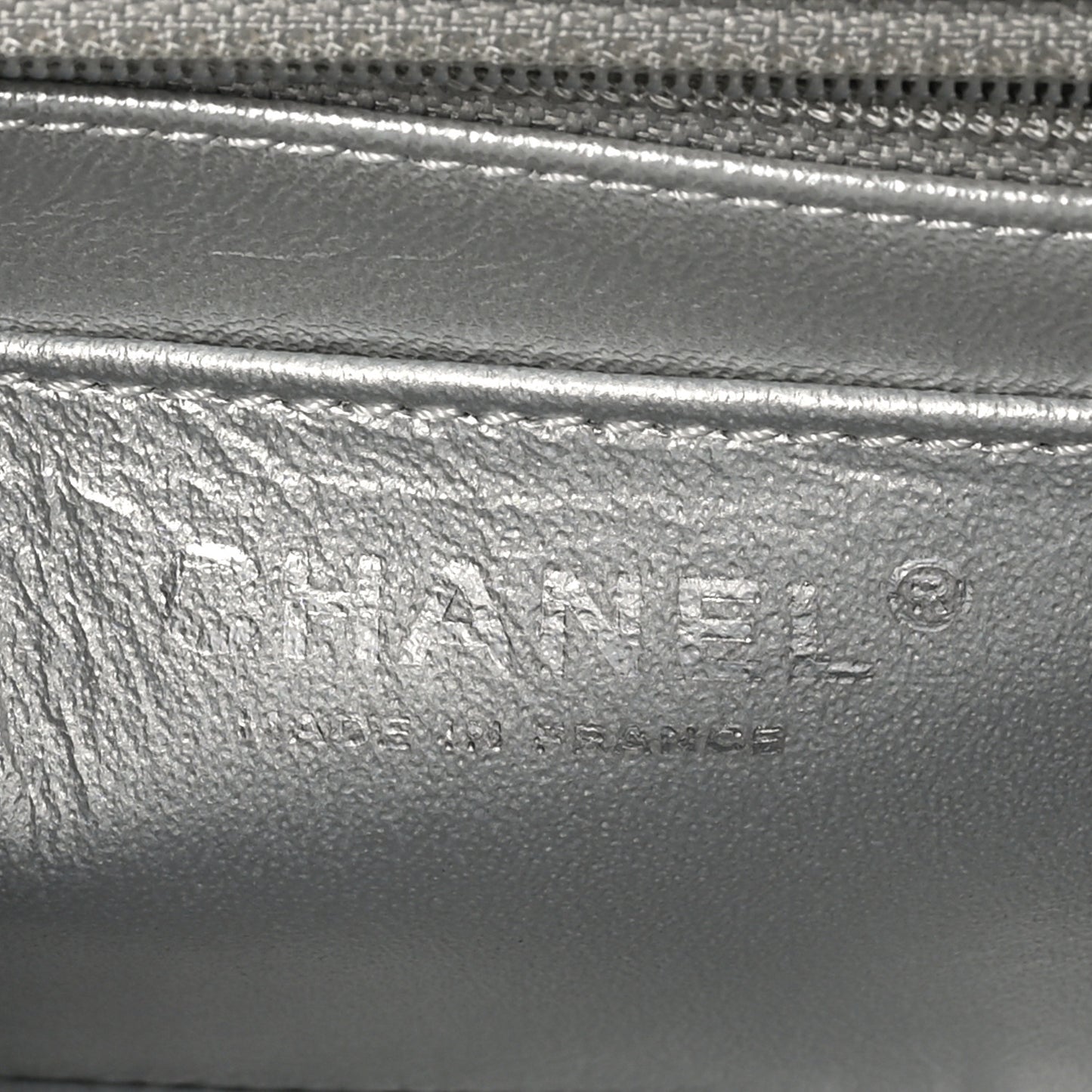 Metallic Grained Calfskin Quilted 2.55 Reissue Mini Flap Silver