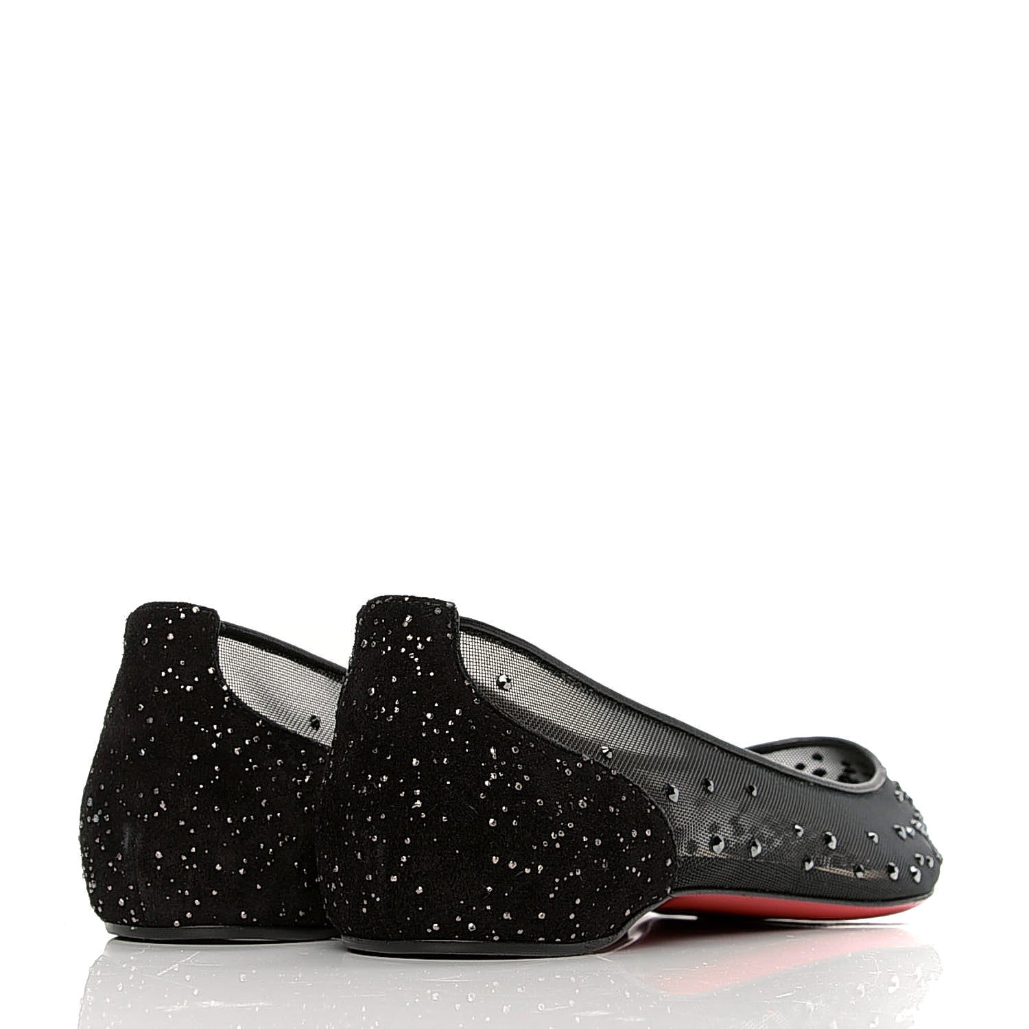 Christian Louboutin Mesh Crystal Embellished Follies Strass Flats 37 Black 3 of 6