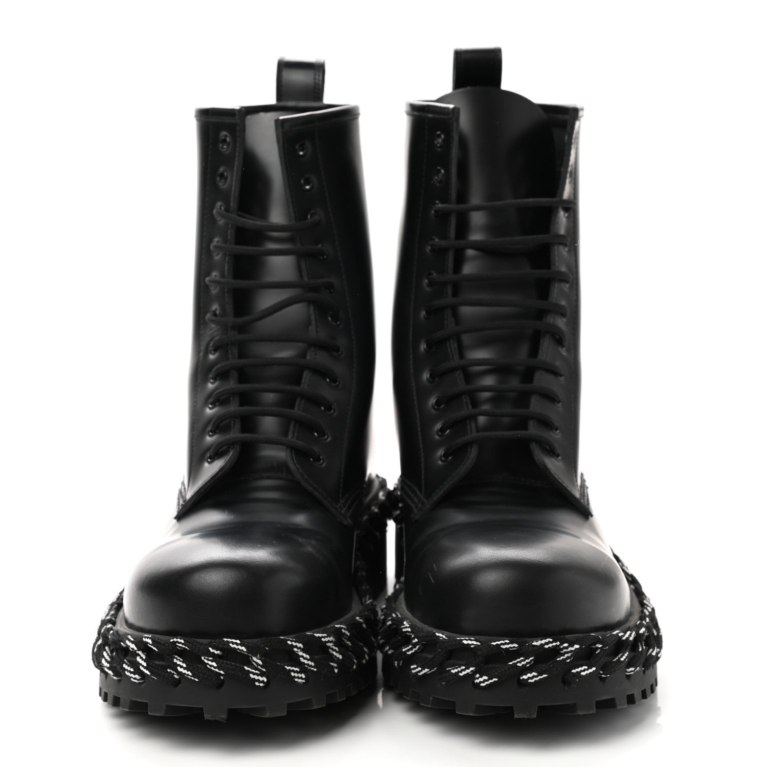 Balenciaga Calfskin Woven Detail Mens Combat Boots 40 Black 2 of 8