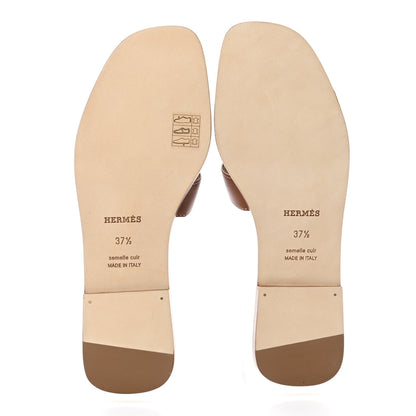Hermes Box Calfskin Oran Sandals 37.5 Gold 12 of 20