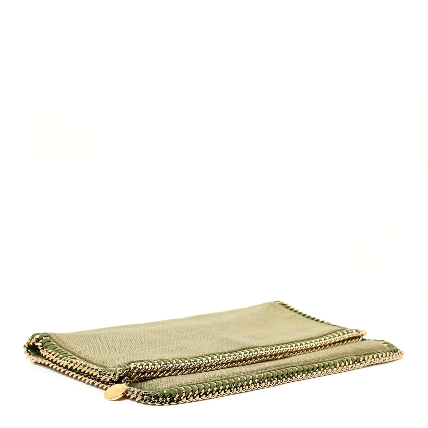 Metallic Linen Falabella Fold Over Clutch Camouflage