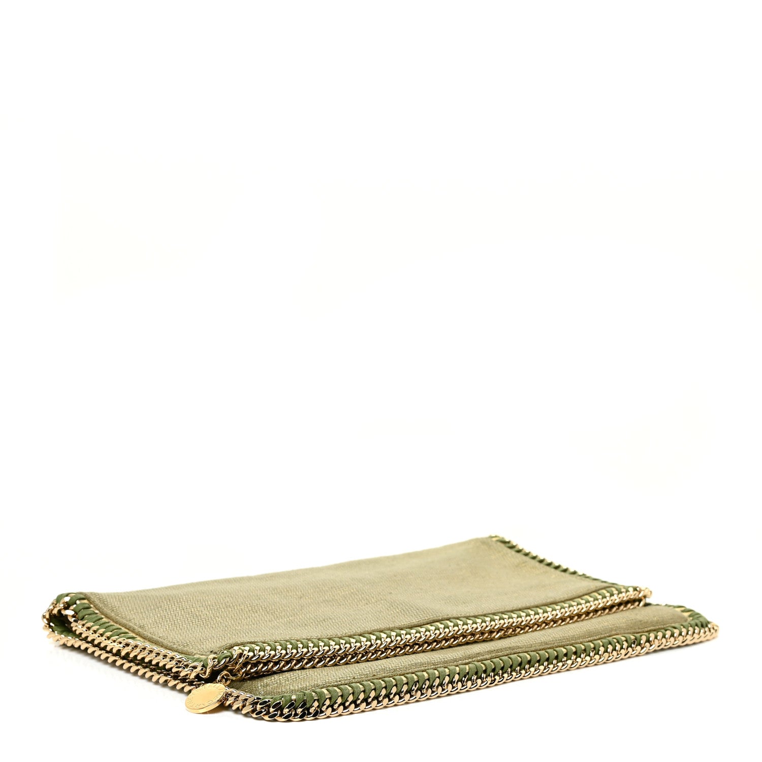 Stella McCartney Metallic Linen Falabella Fold Over Clutch Camouflage 3 of 9