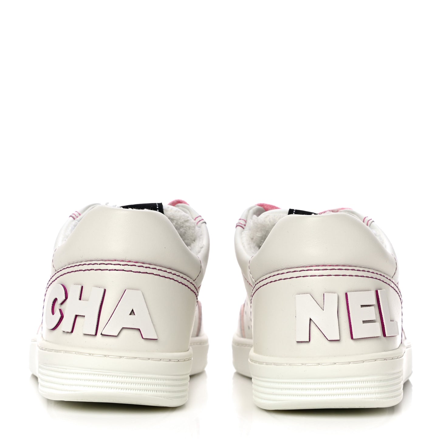 Calfskin Womens Logo Sneakers 36.5 White Pink