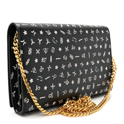 Saint Laurent Grain De Poudre Zodiac Print Small Monogram Kate Satchel Black Black 3 of 15