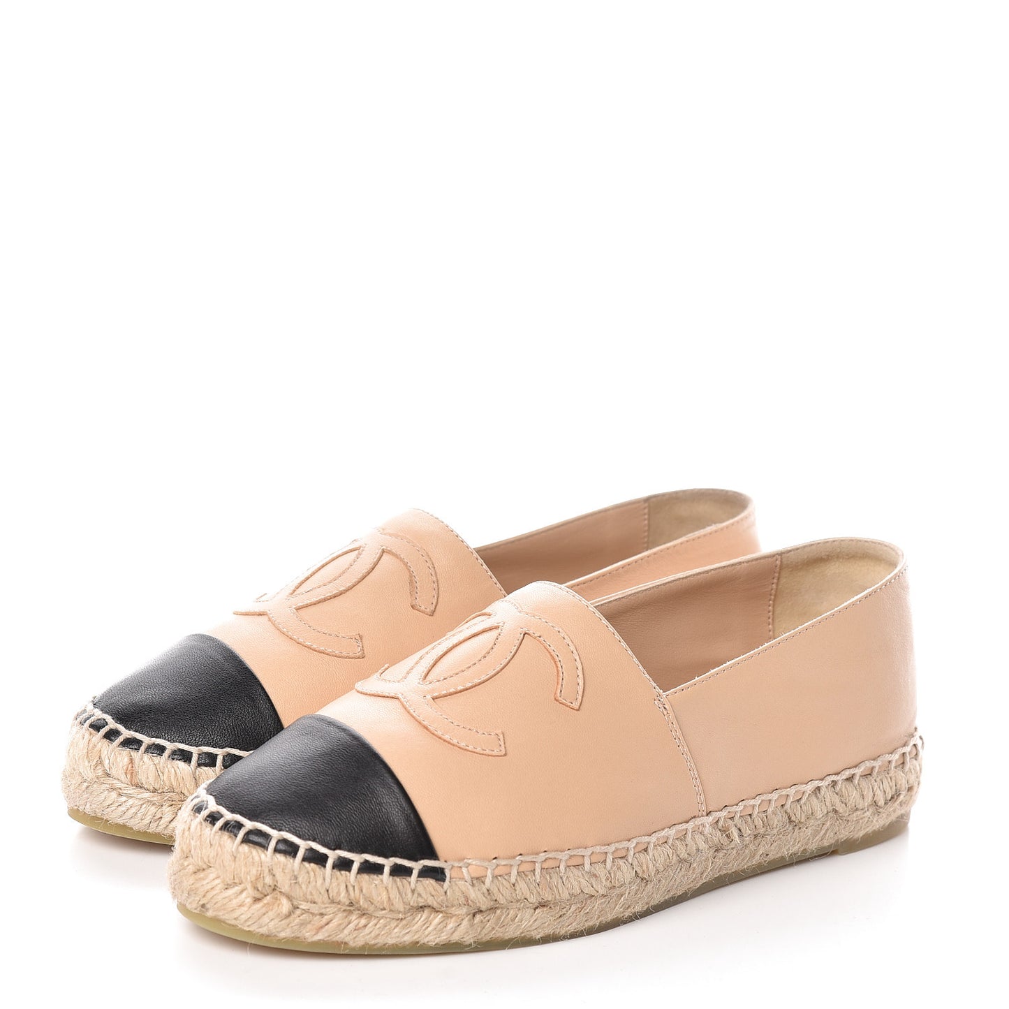 Lambskin CC Espadrilles 35 Beige Black