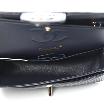 Chanel Caviar Chevron Quilted Small Double Flap Navy Blue 5 of 9