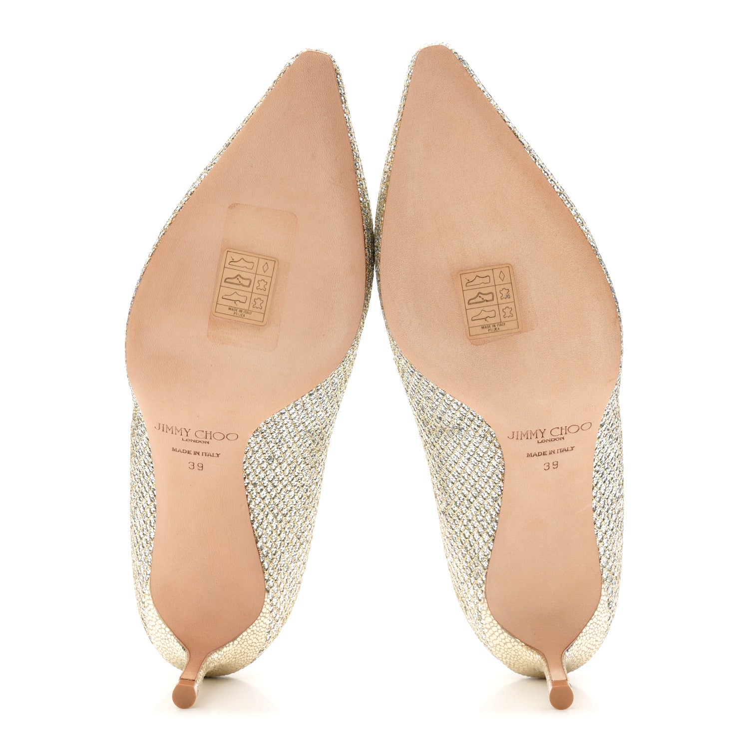 Jimmy Choo Lame Glitter Pointy Toe Romy 60 Pumps 39 Champagne 6 of 9