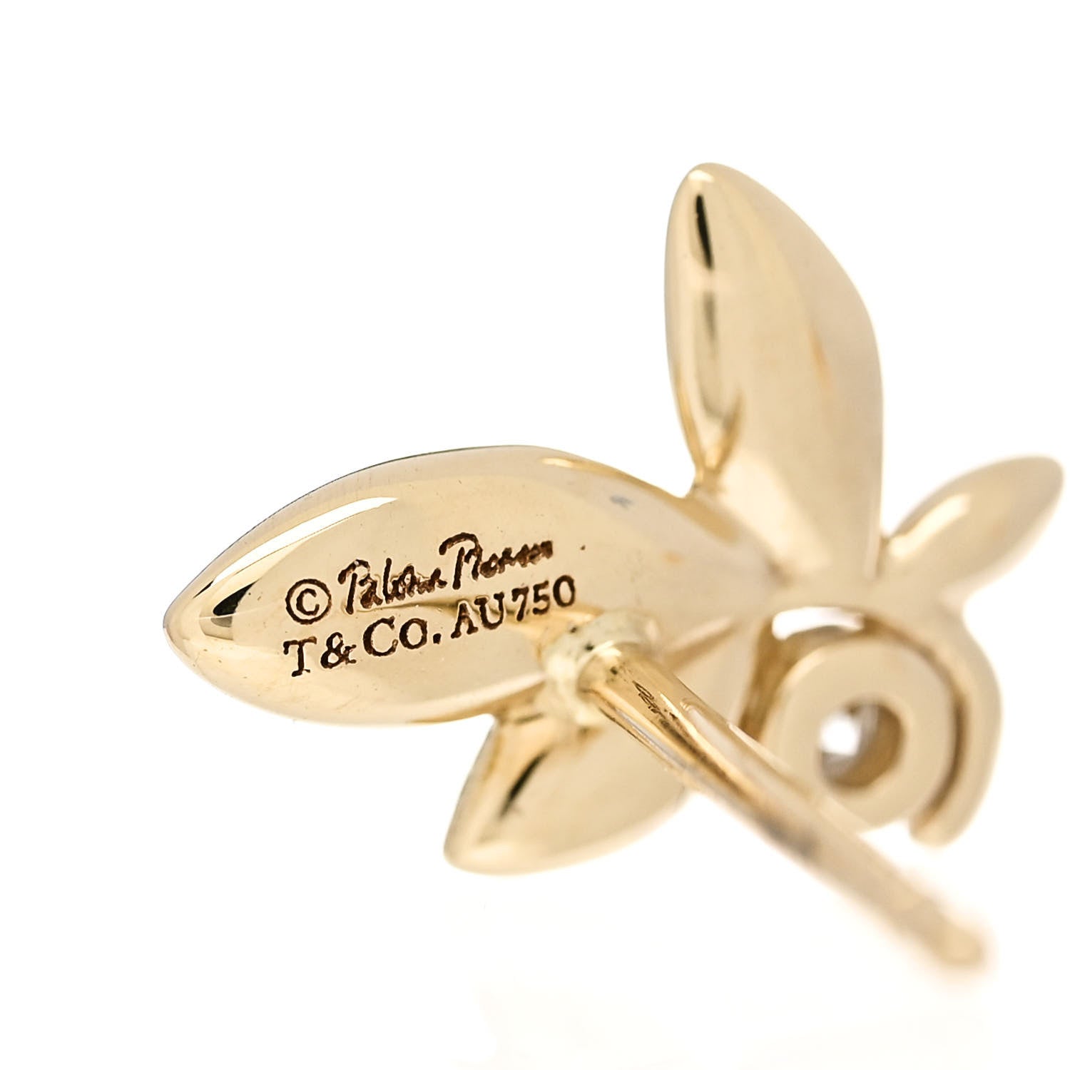 Tiffany 18K Yellow Gold Diamond Paloma Picasso Olive Leaf Earrings 4 of 4