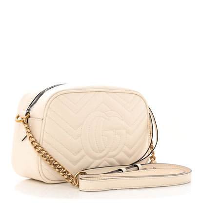 Gucci Calfskin Matelasse Small GG Marmont Chain Shoulder Bag White 3 of 13