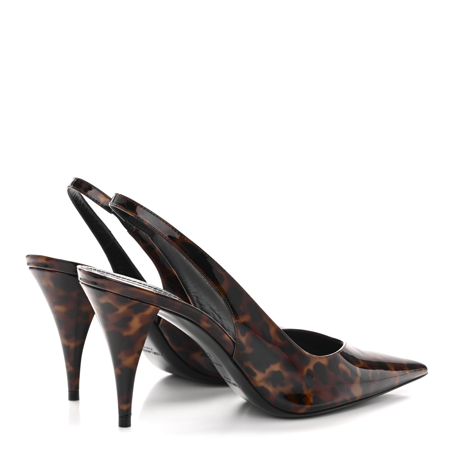 Saint Laurent Patent Kiki Tortoise Slingback 85 Pumps 36 Black 5 of 12