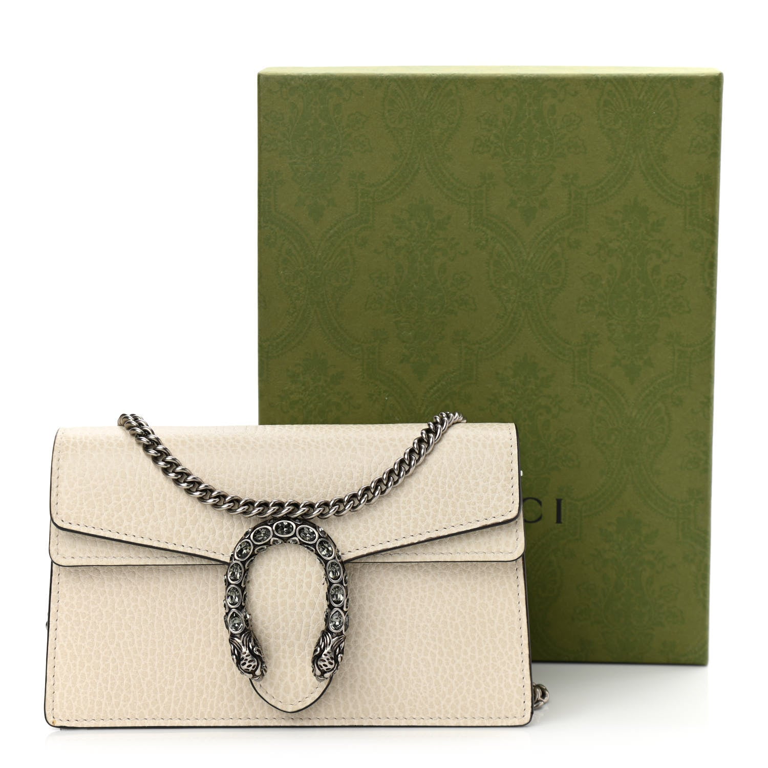 Gucci Dollar Calfskin Crystal Super Mini Dionysus Shoulder Bag Mystic White Black Diamond 12 of 12