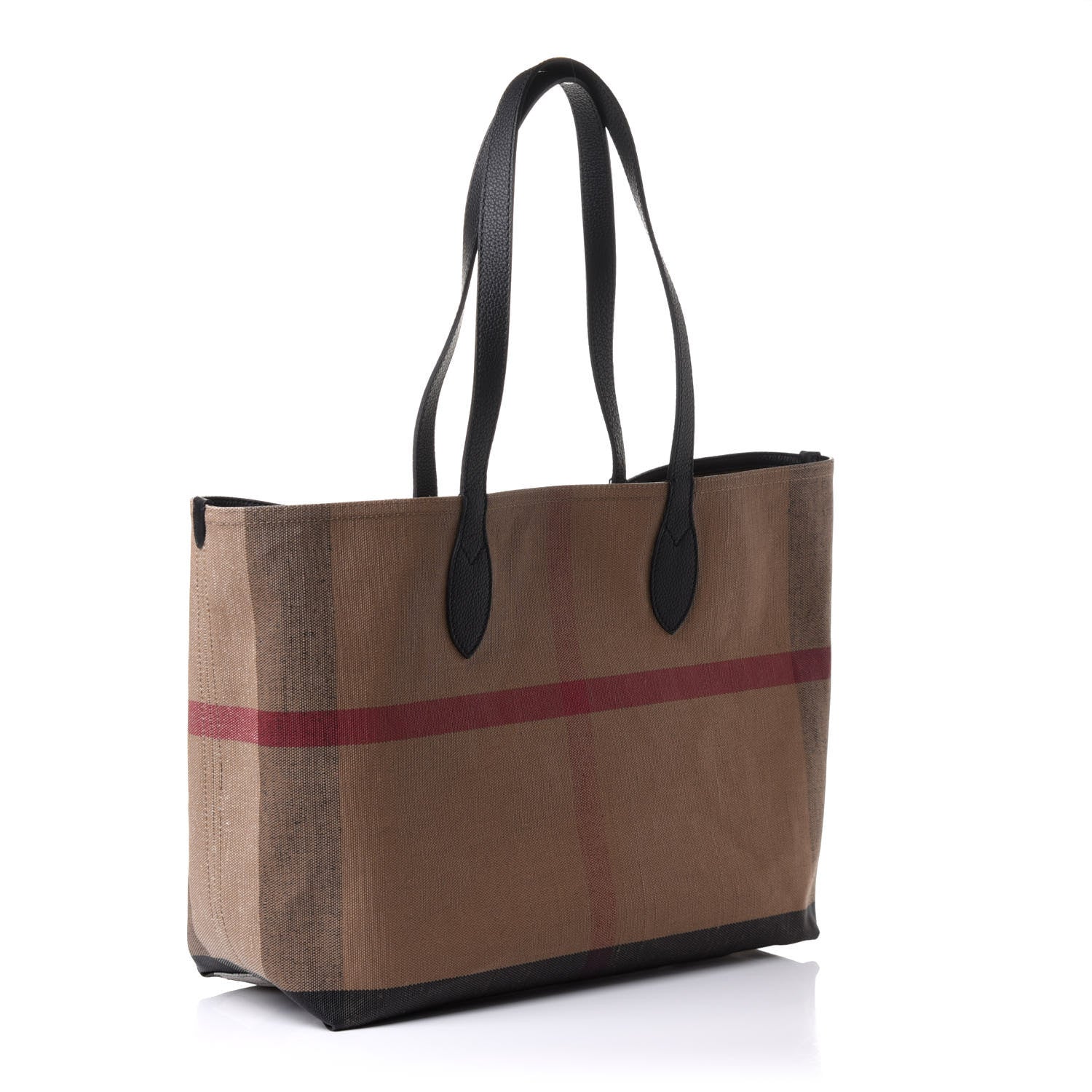 Burberry Coated Canvas Mega Check Medium Doodle Tote Black 3 of 8