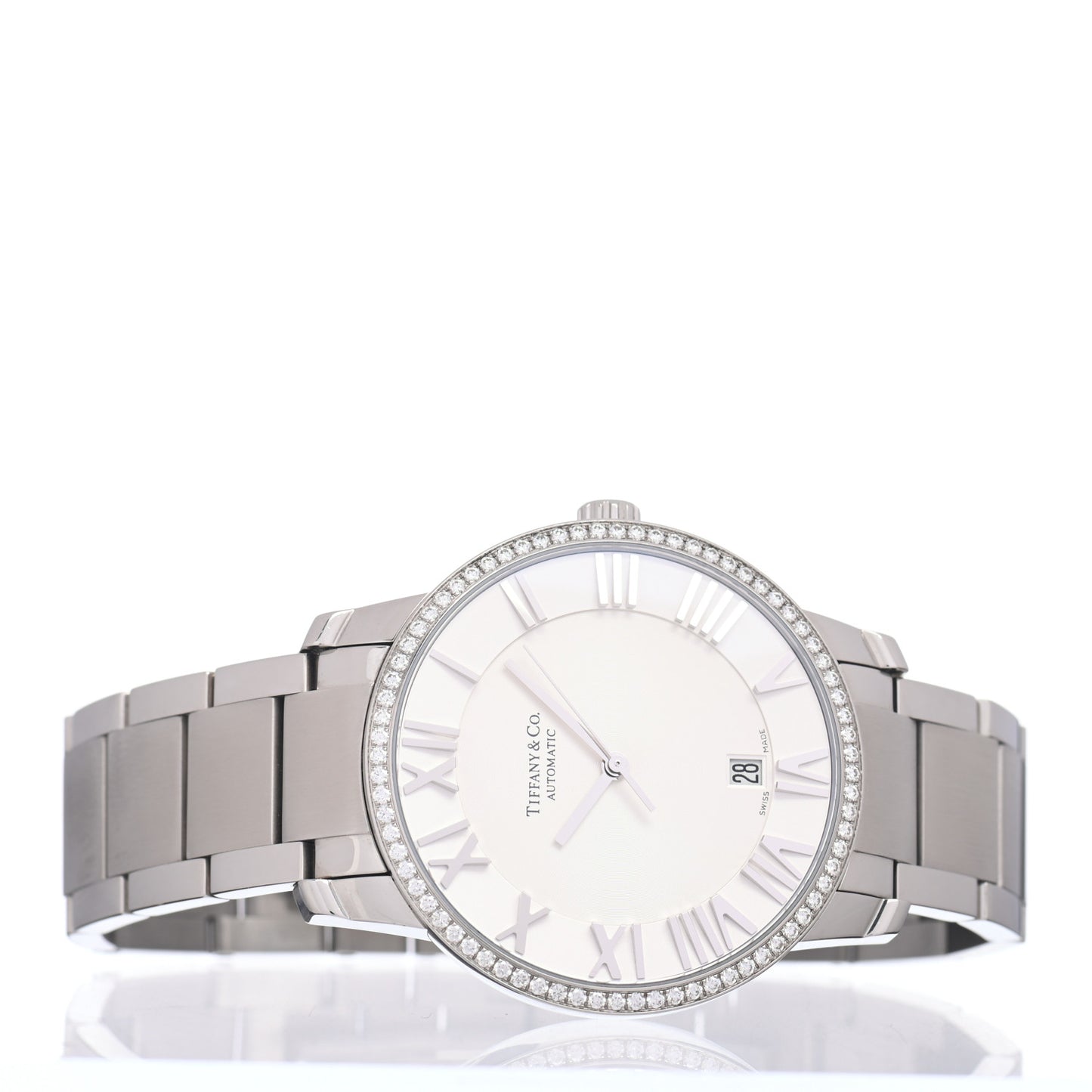 Stainless Steel Diamond Bezel 37mm Atlas 3-Hand Automatic Watch