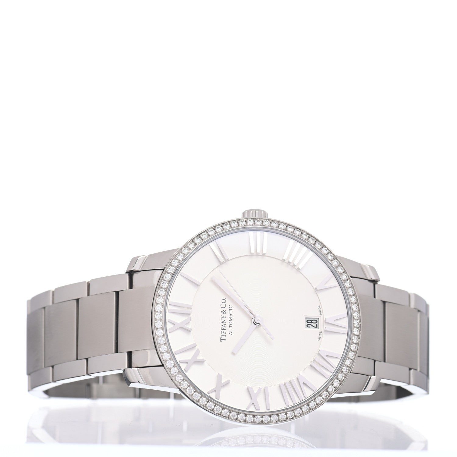 Tiffany Stainless Steel Diamond Bezel 37mm Atlas 3-Hand Automatic Watch 2 of 4