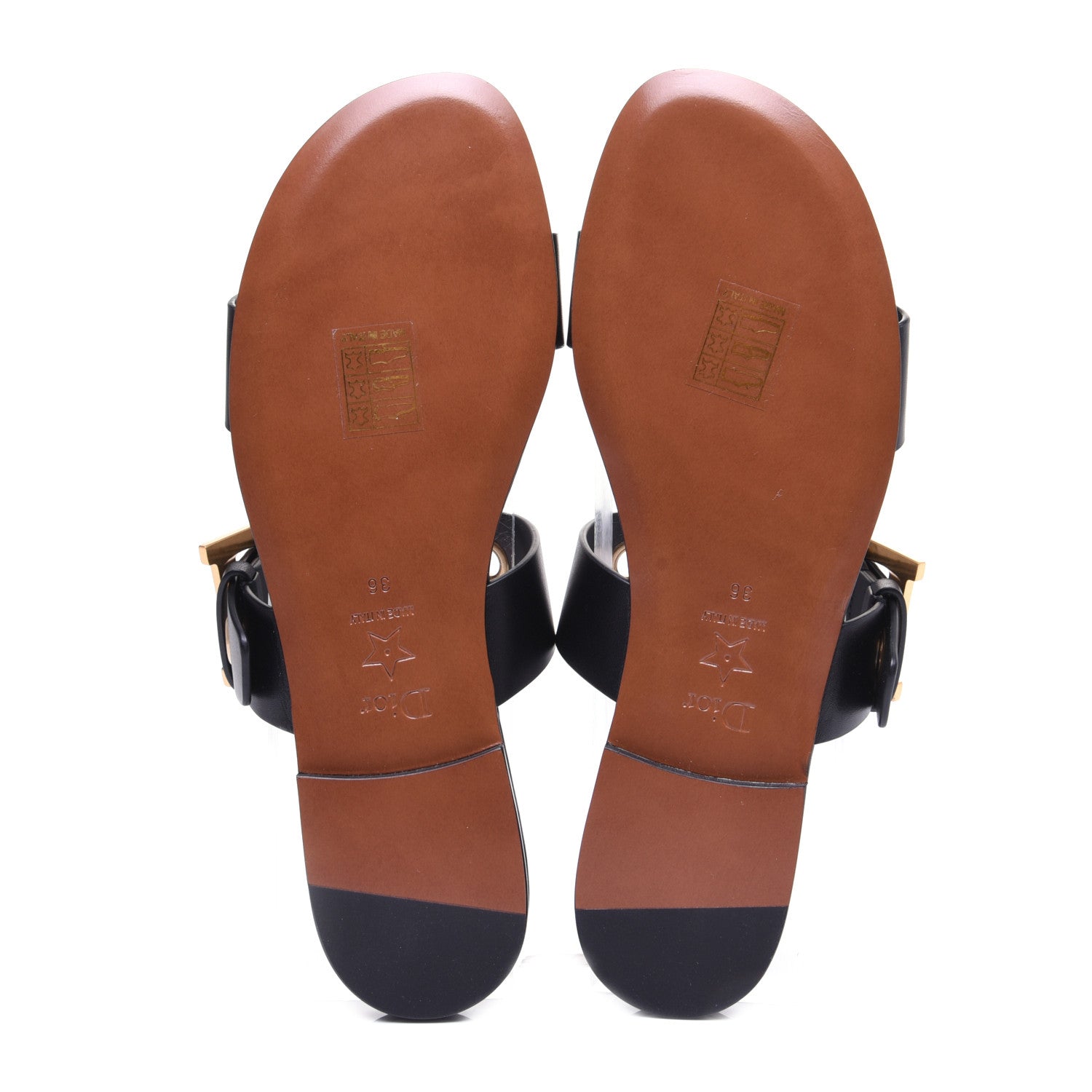 Christian Dior Calfskin D-Dior Slide Flat Sandals 36 Black 9 of 11
