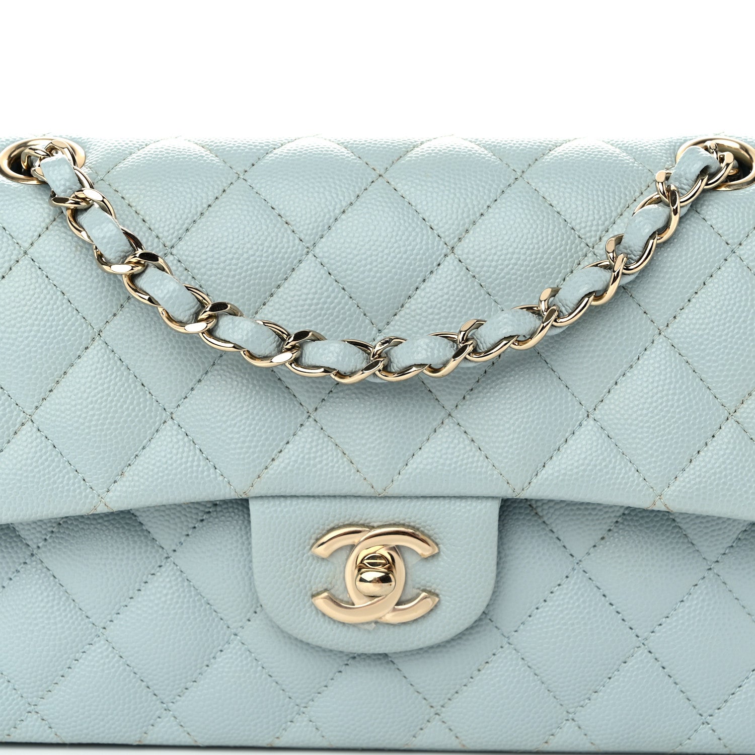 Chanel Caviar Quilted Small Double Flap Light Blue 8 of 11