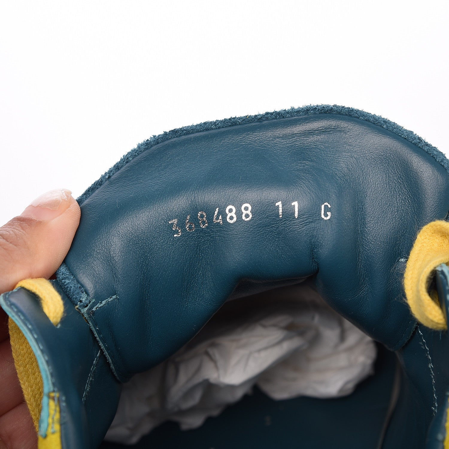 Gucci Suede Calfskin Mens Low Top Sneakers 11 Teal Yellow 8 of 9