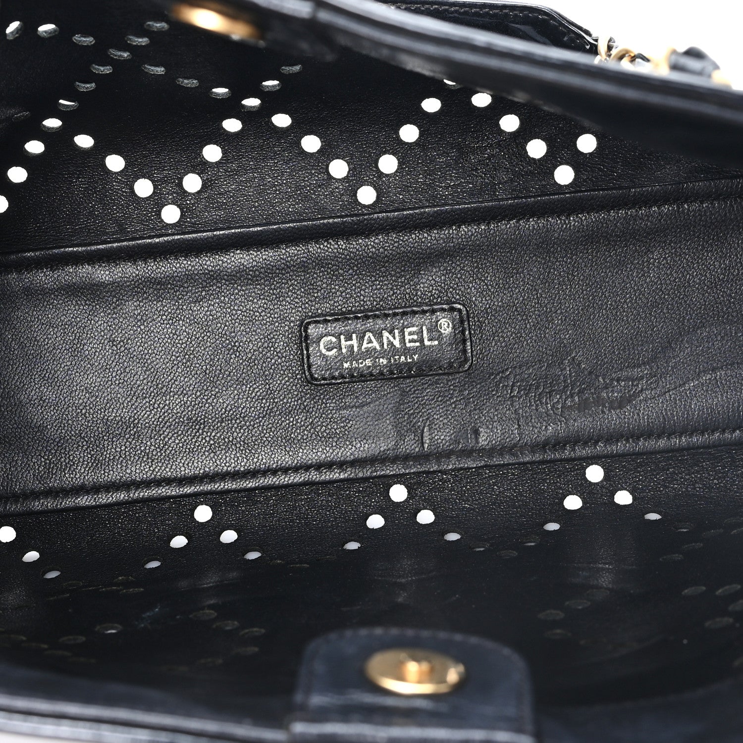 Chanel Patent Perforated CC Shopping Tote Black 5 of 11